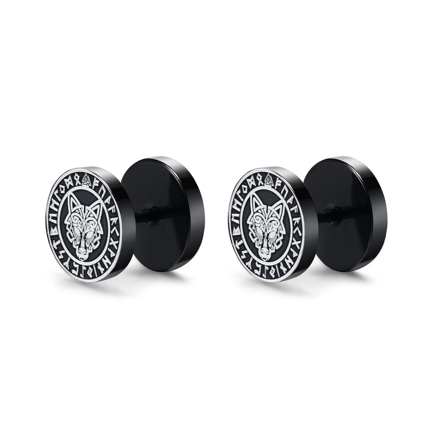 Dsers ES-374B04 1 Pair Gothic Norse Viking Runes Stud Earrings for Men