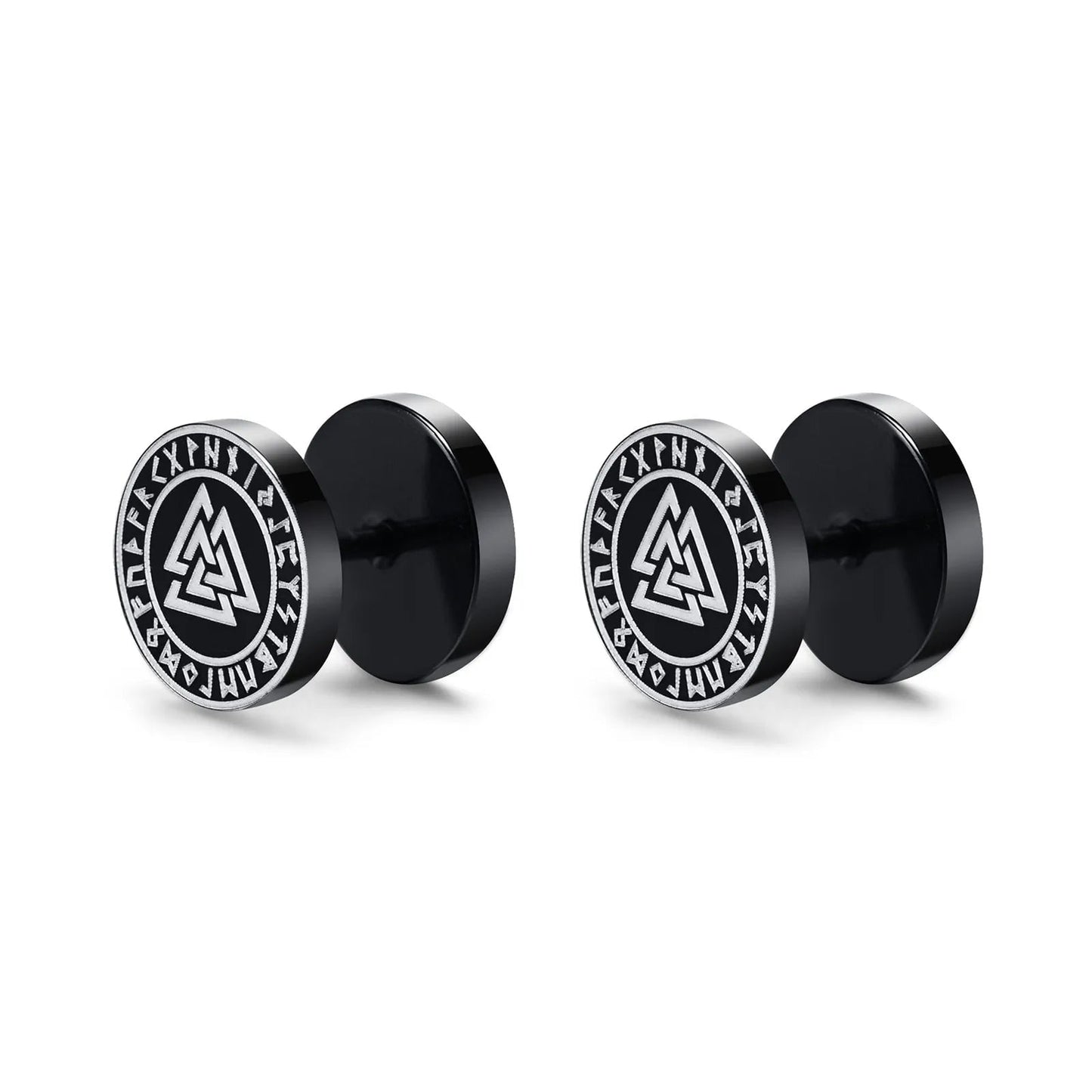 Wee Luxury ES-374B05 1 Pair Gothic Norse Viking Runes Stud Earrings For Men