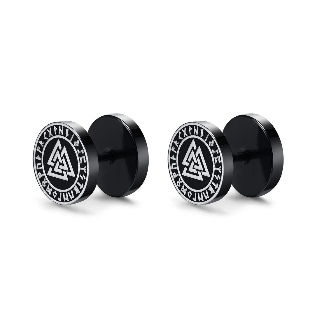 Wee Luxury ES-374B05 1 Pair Gothic Norse Viking Runes Stud Earrings For Men