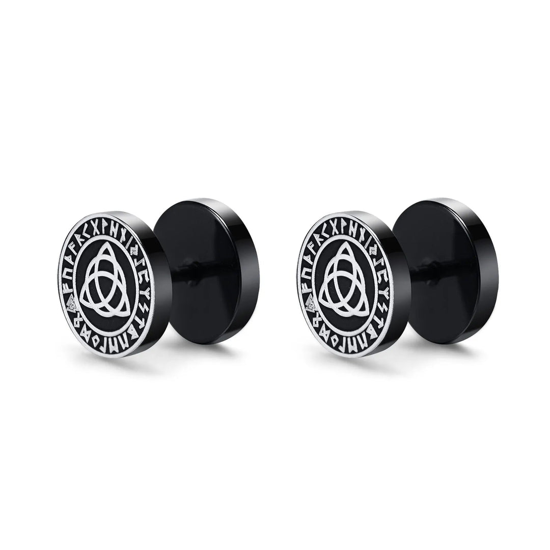Wee Luxury ES-374B06 1 Pair Gothic Norse Viking Runes Stud Earrings For Men