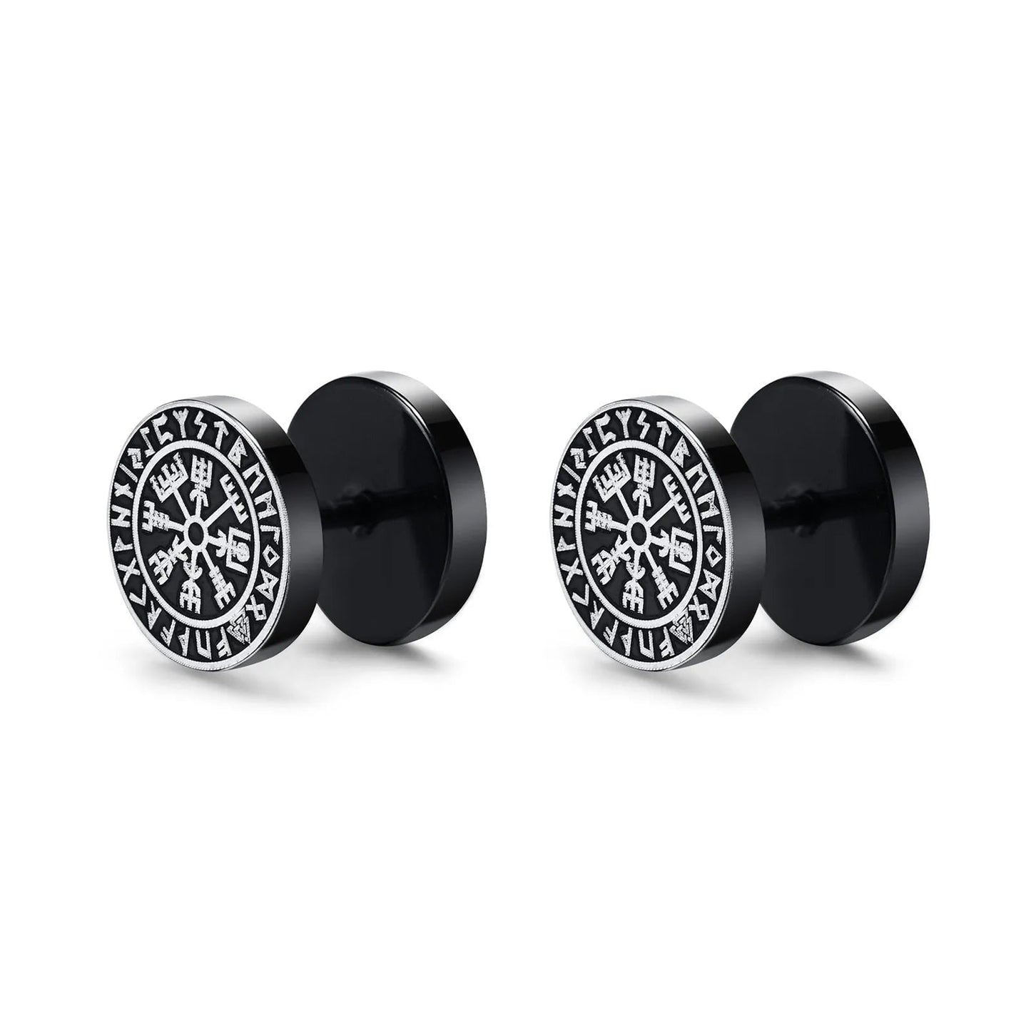 Wee Luxury ES-374B07 1 Pair Gothic Norse Viking Runes Stud Earrings For Men