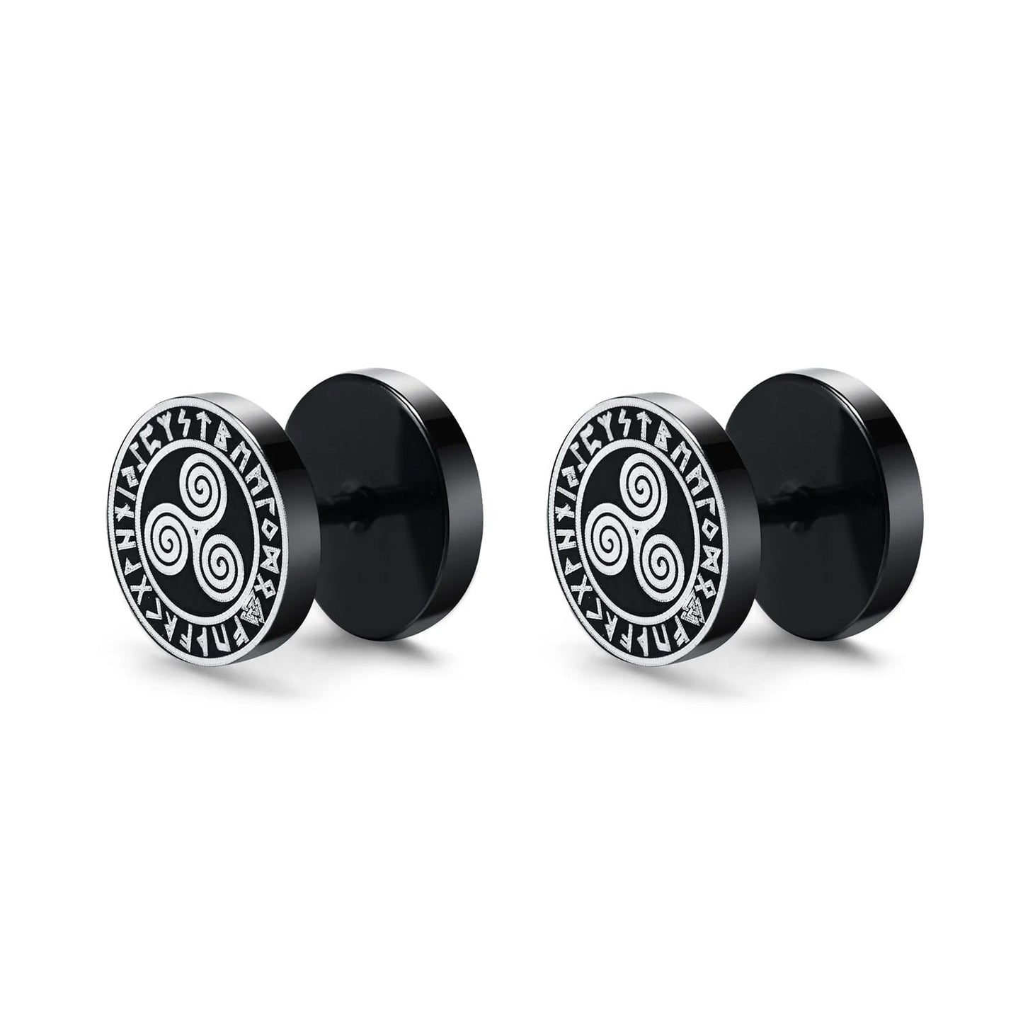 Wee Luxury ES-374B08 1 Pair Gothic Norse Viking Runes Stud Earrings For Men