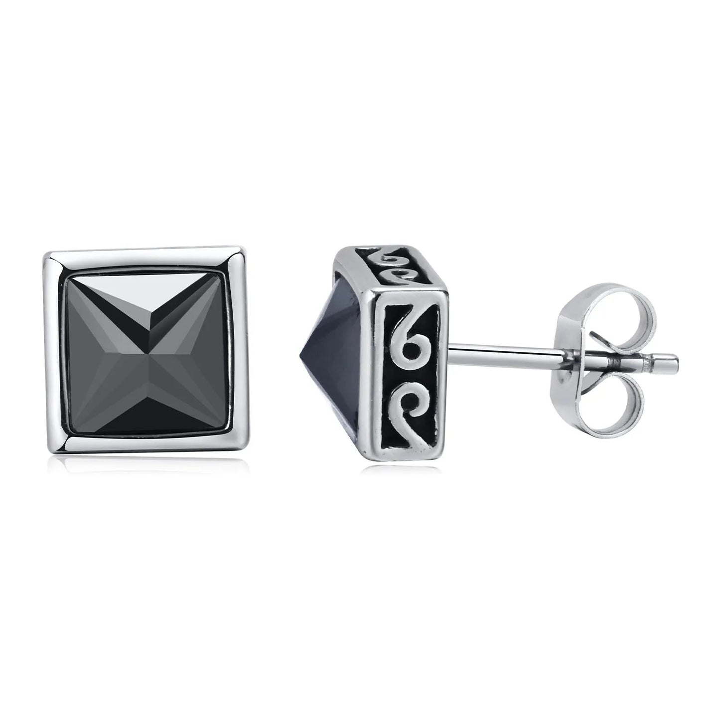 Wee Luxury ES-407S 1 Pair Stainless Steel Rock Punk Huggie Earrings For Men