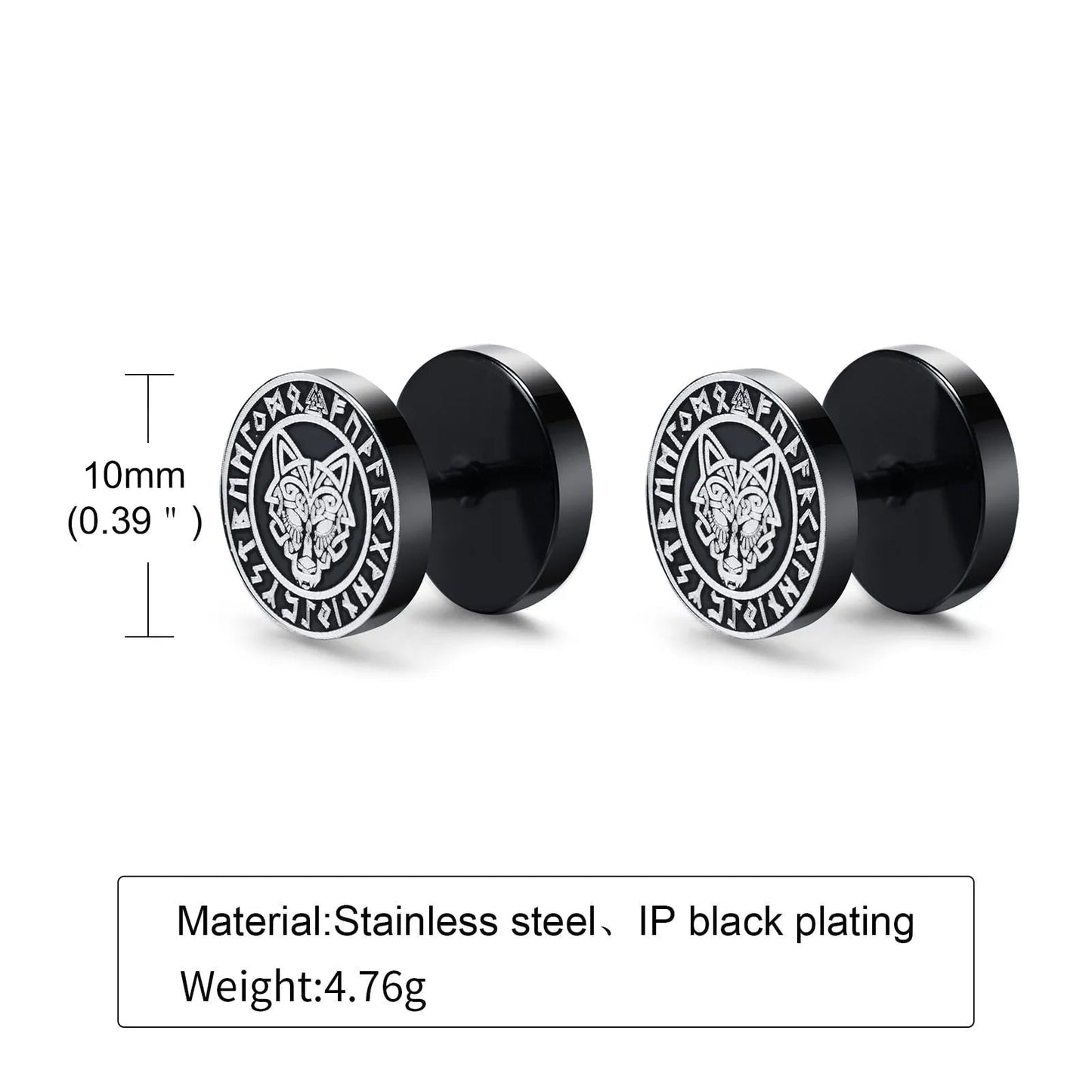 Wee Luxury Gothic Norse Viking Runes Stud Earrings For Men