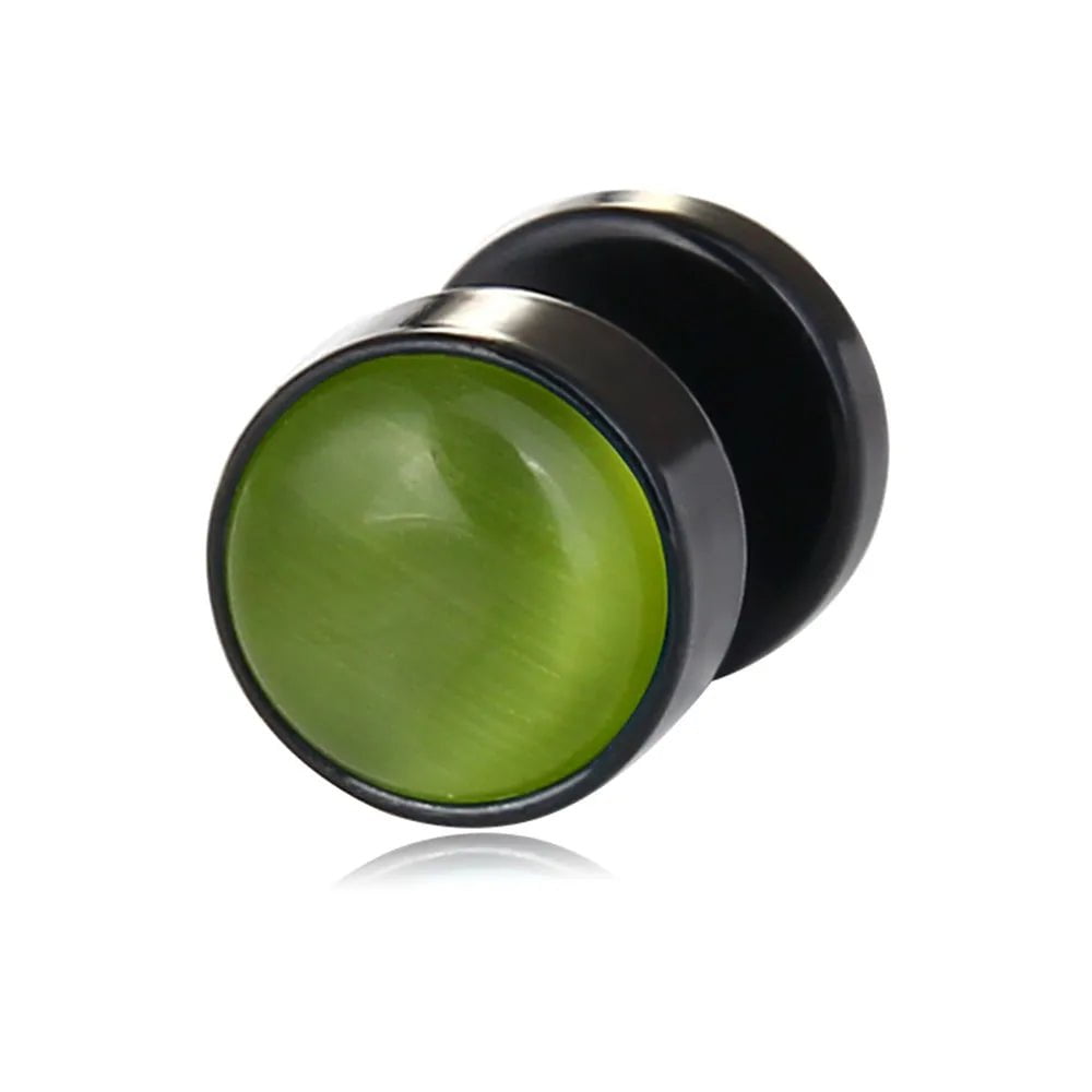 Wee Luxury Green Small Stainless Steel Zircon Stud Earring For Men Dumbbell