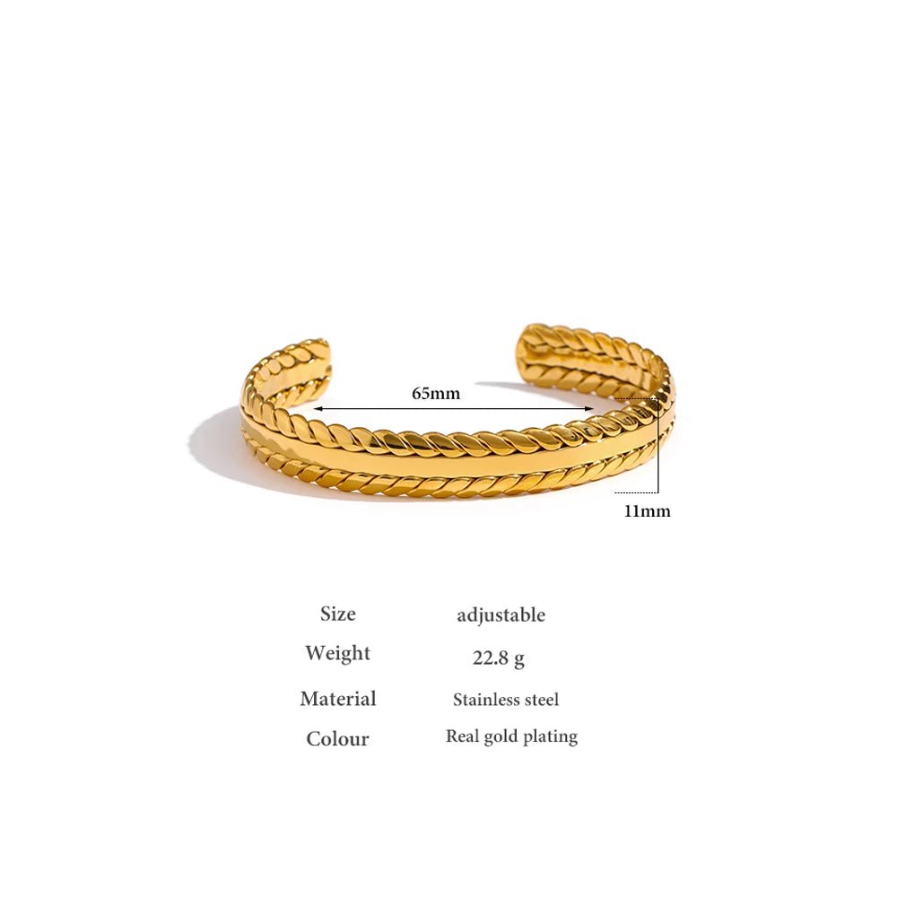 Wee Luxury Leaves Bangle Bracelet Minimalist Metalic Golden Cuff Bracelet