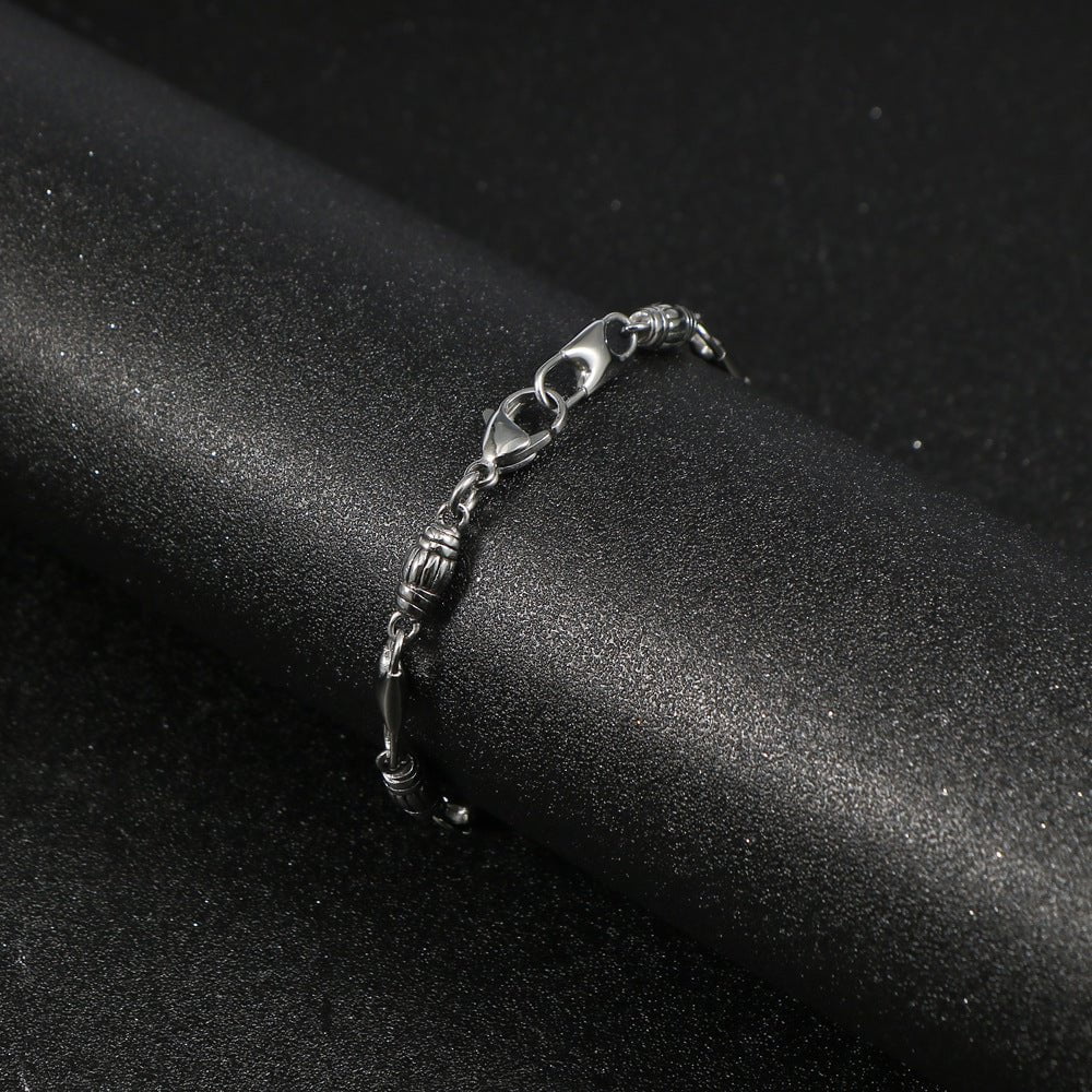 Wee Luxury Men Bracelets 21cm Simple Cylinder Double Buckle Stainless Steel Fashion Bracelet