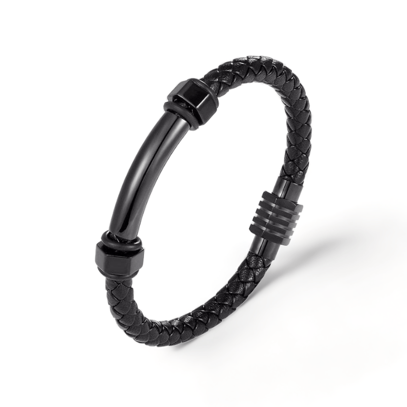 Fashion Mens Black Rope Leather Bracelets Black