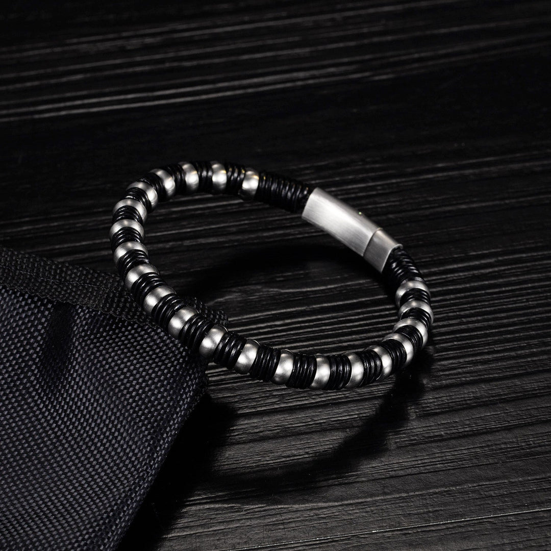 Wee Luxury Men Bracelets Black and White Retro Weave Magnetic Bracelet A Trendy Accessory for Men
