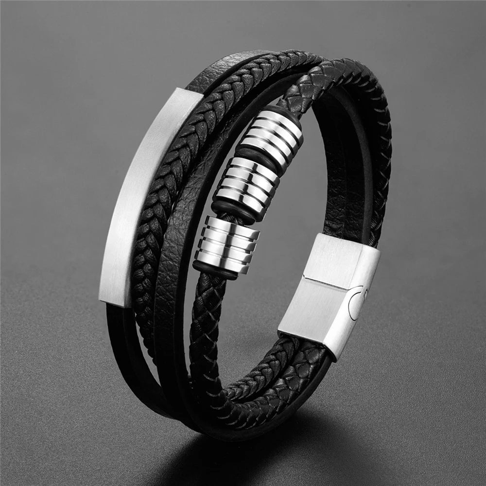 Wee Luxury Men Bracelets Classic Style Multi-layer Stainless Steel Bracelet