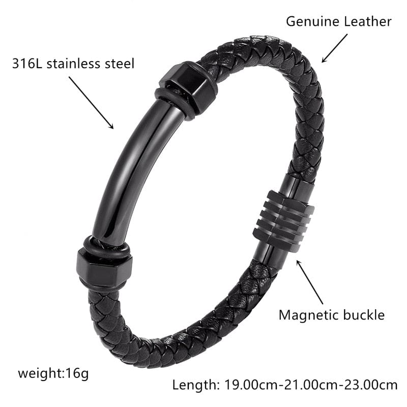Fashion Mens Black Rope Leather Bracelets