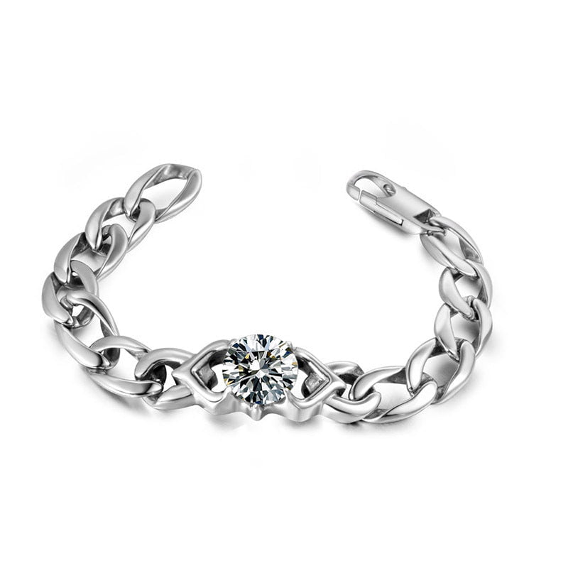 Wee Luxury Men Bracelets Full length 21.5cm Titanium Steel Fashion Diamond Sparkle Bracelet