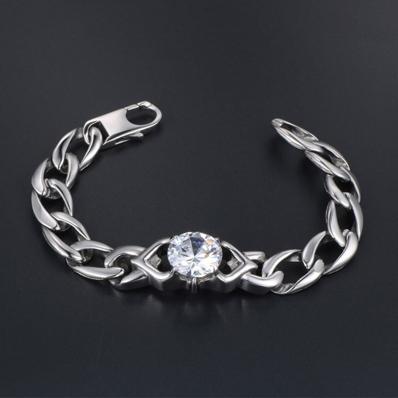 Wee Luxury Men Bracelets Full length 21.5cm Titanium Steel Fashion Diamond Sparkle Bracelet