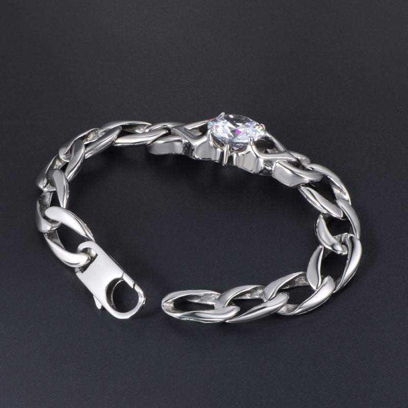 Wee Luxury Men Bracelets Full length 21.5cm Titanium Steel Fashion Diamond Sparkle Bracelet