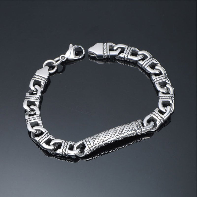 Wee Luxury Men Bracelets Full length 22cm Stainless Steel Totem Bracelet Iron Warrior Cast Bracelet