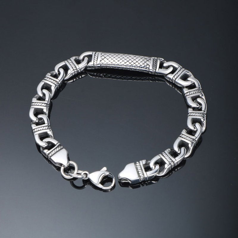 Wee Luxury Men Bracelets Full length 22cm Stainless Steel Totem Bracelet Iron Warrior Cast Bracelet