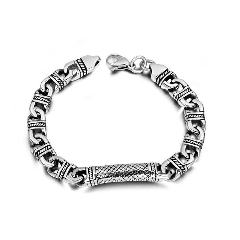 Wee Luxury Men Bracelets Full length 22cm Stainless Steel Totem Bracelet Iron Warrior Cast Bracelet