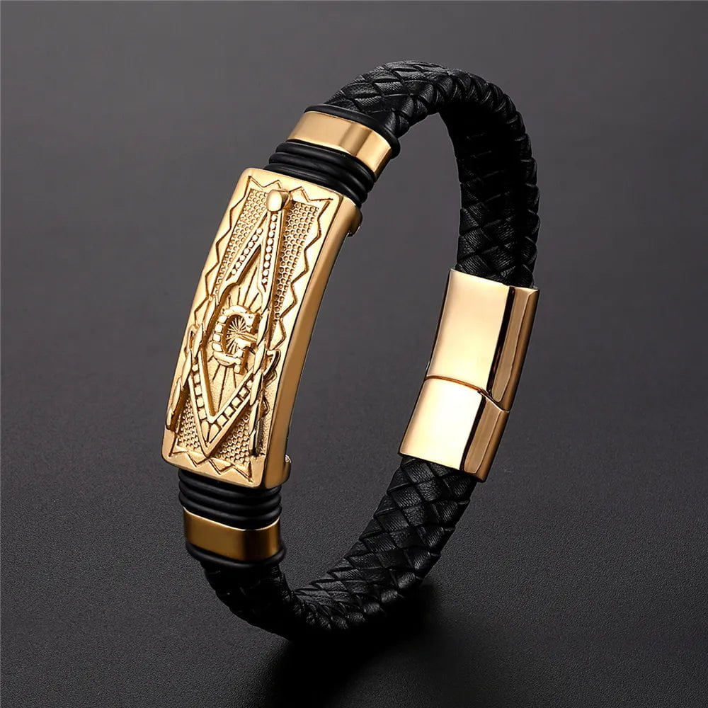 Wee Luxury Men Bracelets Geometric Luxury Genuine Leather Bracelet