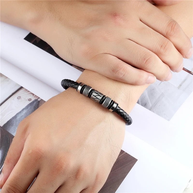 Wee Luxury Men Bracelets Luxury Braided Genuine Leather Bracelet Men