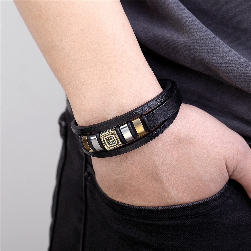 Magnetic Clasp Men Braided Leather Bracelets