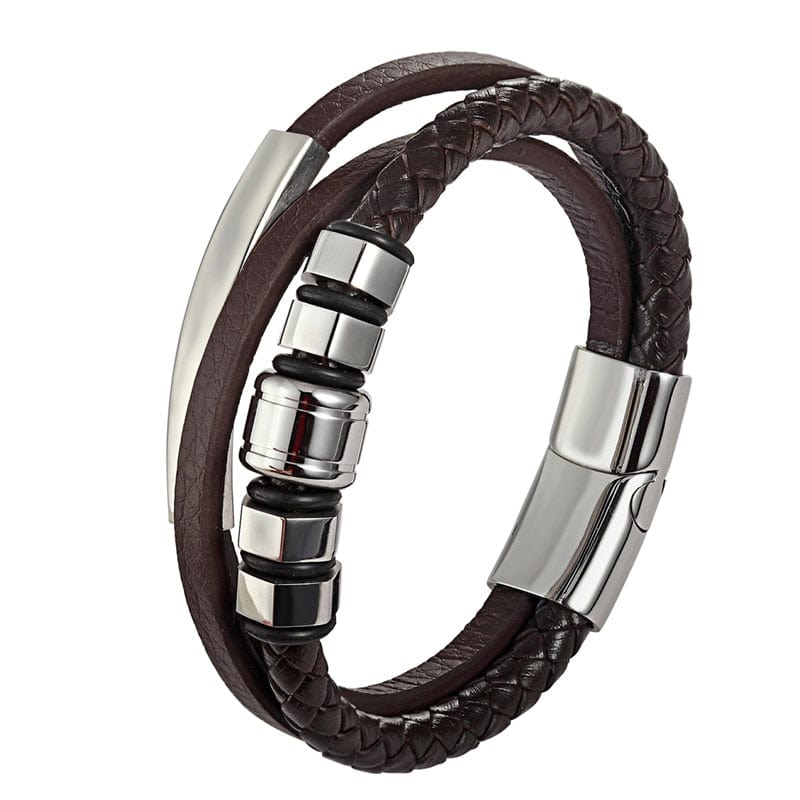 Wee Luxury Men Bracelets Men Multilayer Magnetic-Clasp Leather Bracelets