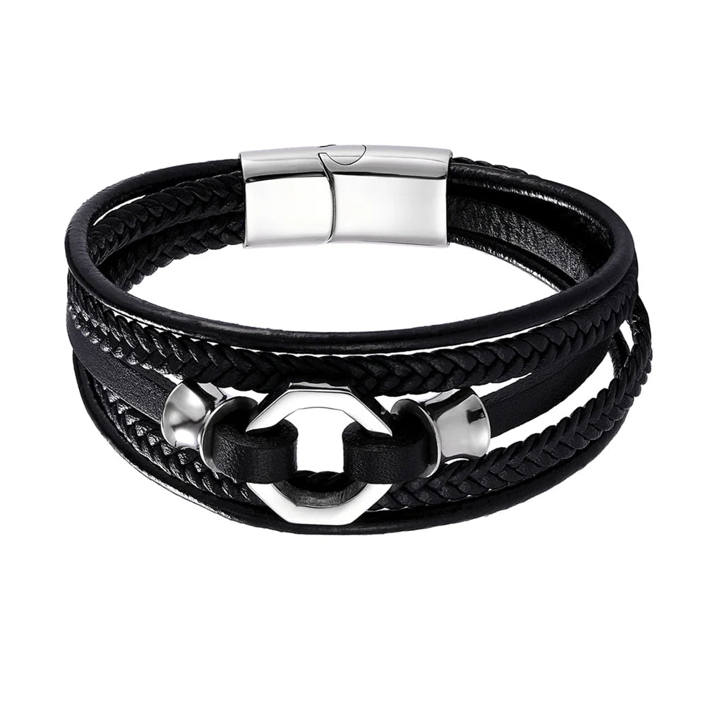 Wee Luxury Men Bracelets Multi-layer Style Stainless Steel Bracelets Men