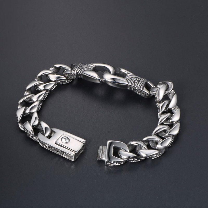 Wee Luxury Men Bracelets Punk Retro Double-ring Buckle Titanium Steel Trendy Bracelet