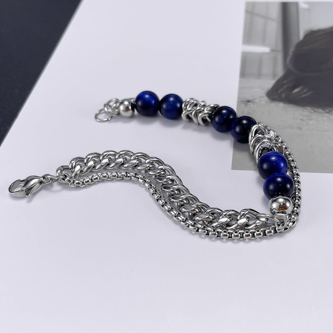 Wee Luxury Men Bracelets Steel Creative Stainless Steel Chain Stylish Tiger Eye Bracelet