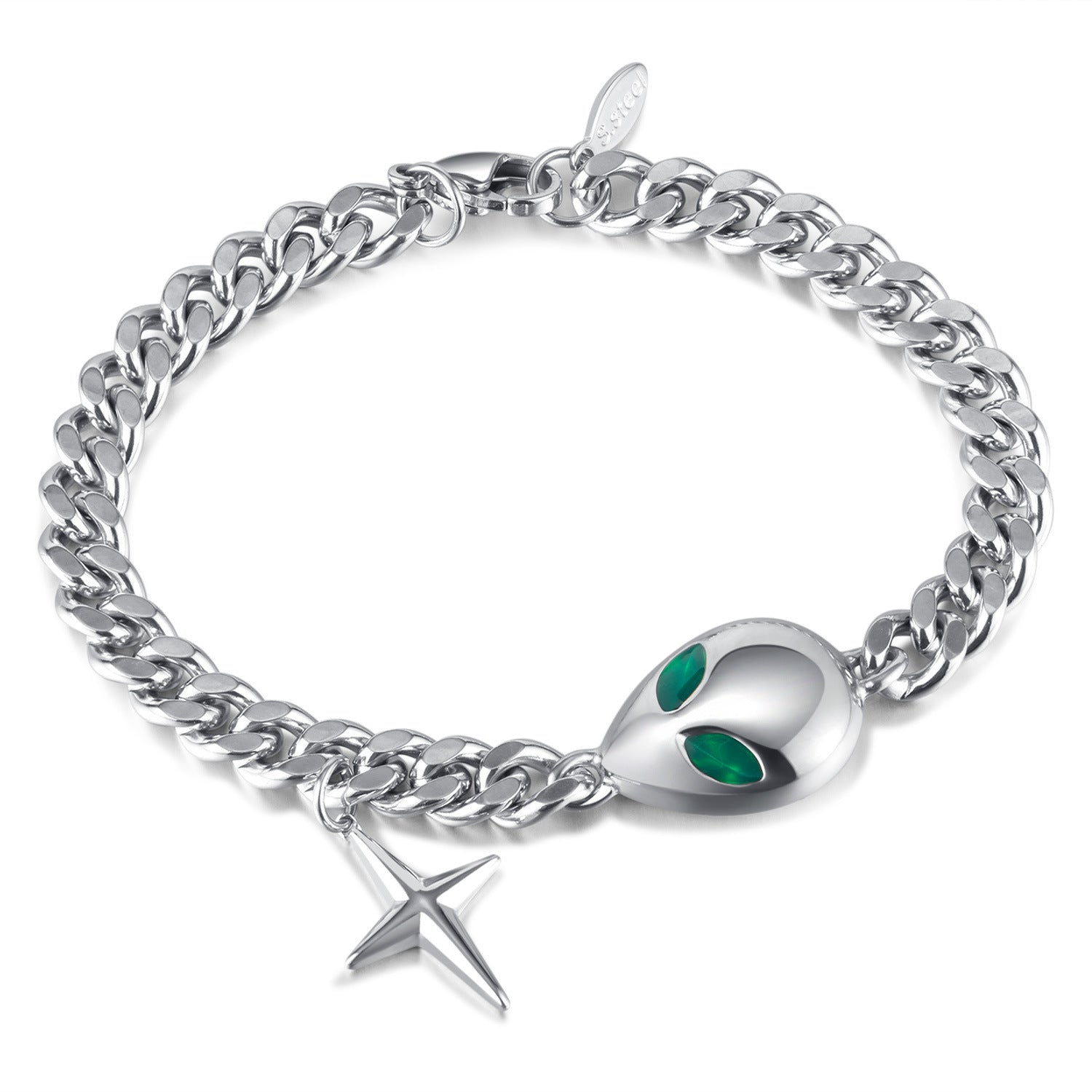 Wee Luxury Men Bracelets Steel Exquisite Cuban Alien Cross Bracelet in Unique Stainless Steel