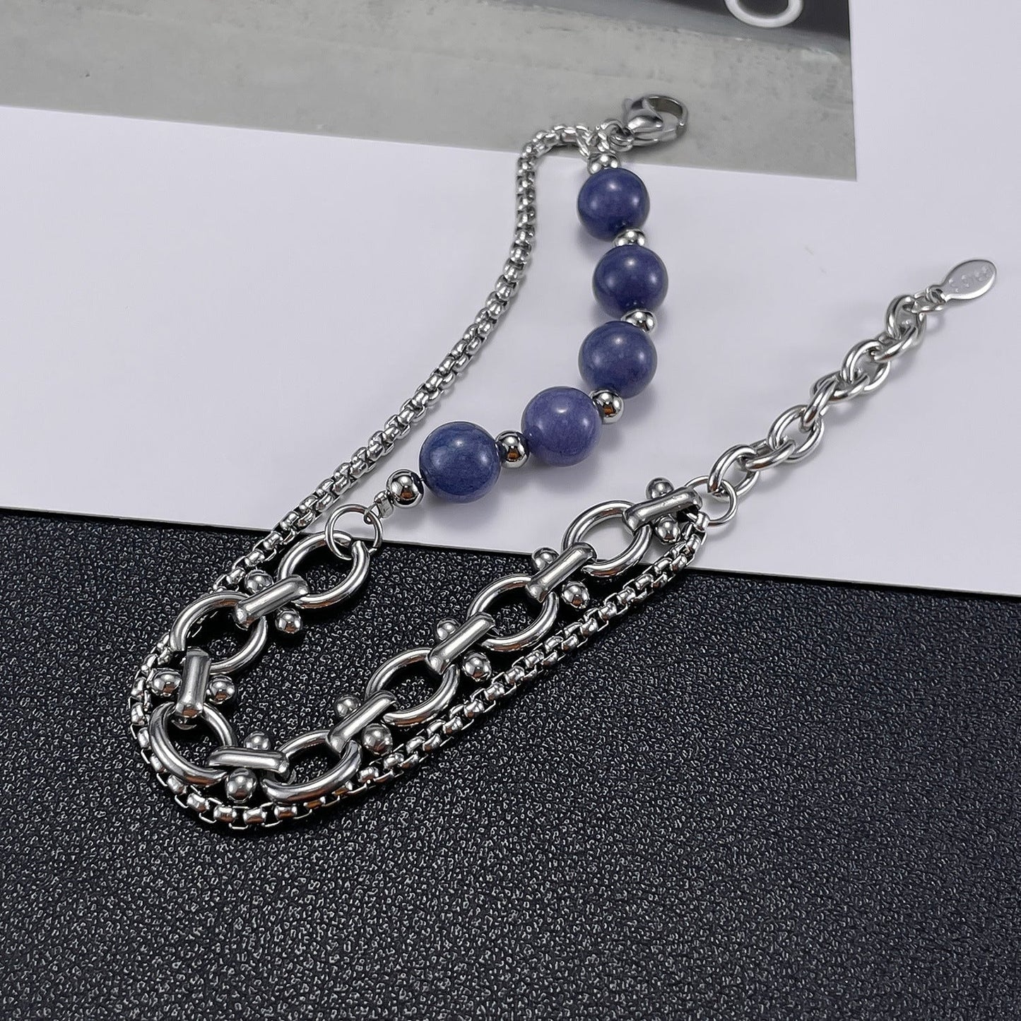 Wee Luxury Men Bracelets Steel Sleek Stainless Steel Double Layer Chain Bracelet - Timeless Elegance