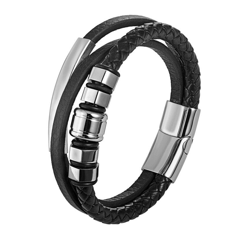 Wee Luxury Men Bracelets Style - 1 / 19cm Men Multilayer Magnetic-Clasp Leather Bracelets