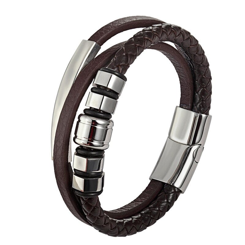 Men Multilayer Magnetic-Clasp Leather Bracelets Style - 2