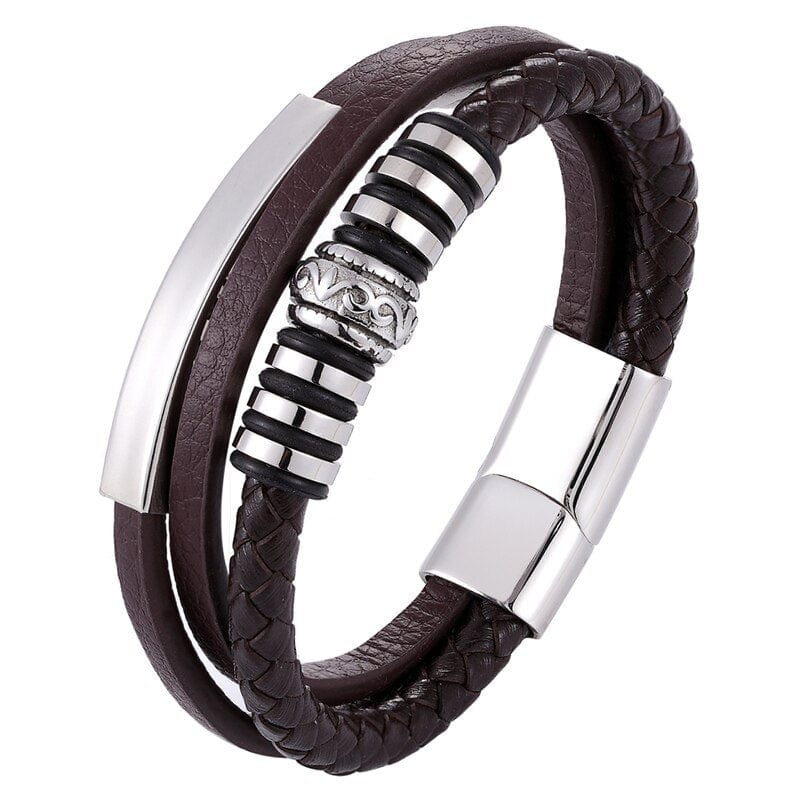 Wee Luxury Men Bracelets Style - 6 / 19cm Men Multilayer Magnetic-Clasp Leather Bracelets