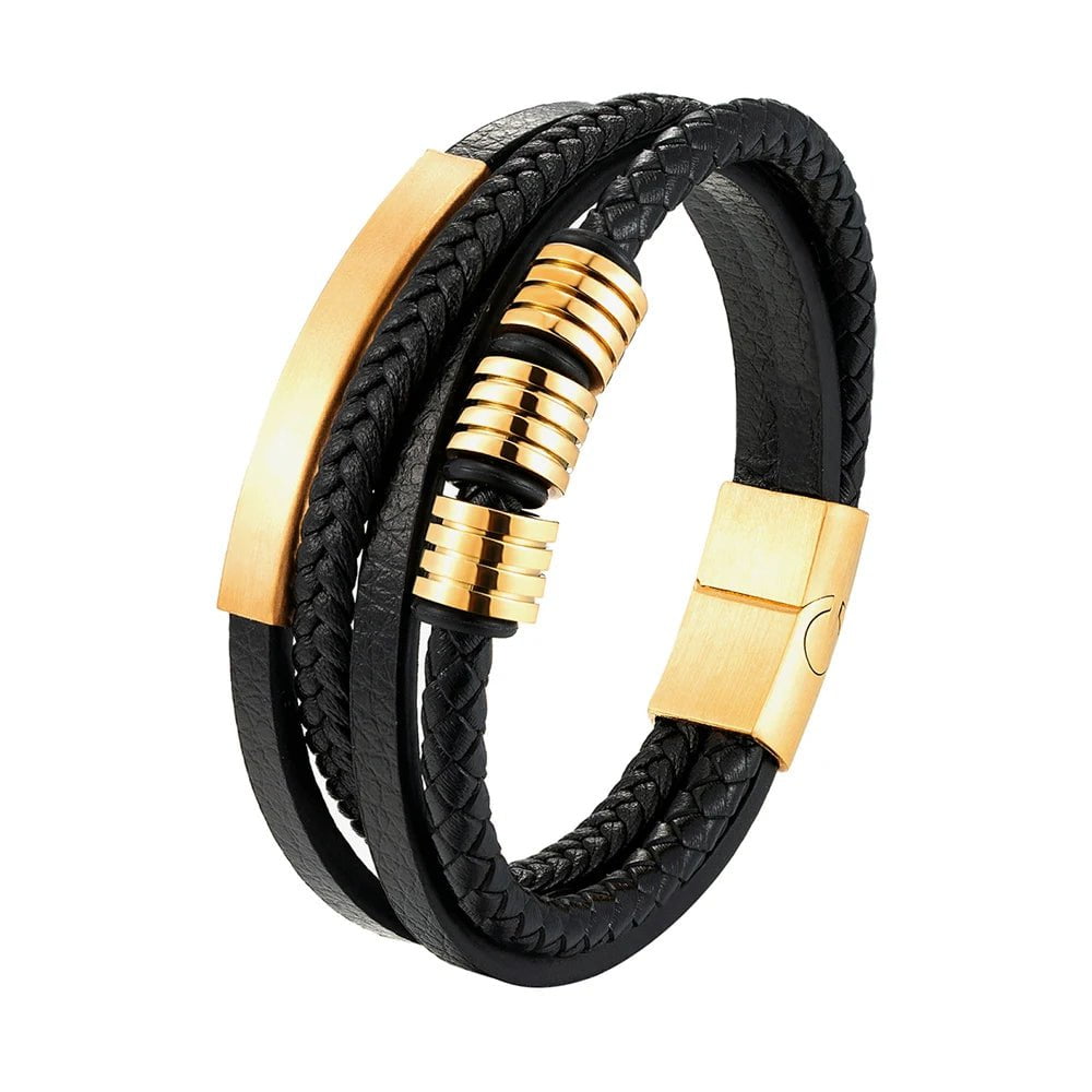 Wee Luxury Men Bracelets TZ-1500 / 19cm Classic Style Multi-layer Stainless Steel Bracelet