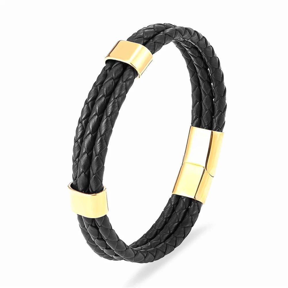 Wee Luxury Men Bracelets TZ-1696 / 17cm Magnetic Buckle Men Stainless Steel Multi-layer Bracelet