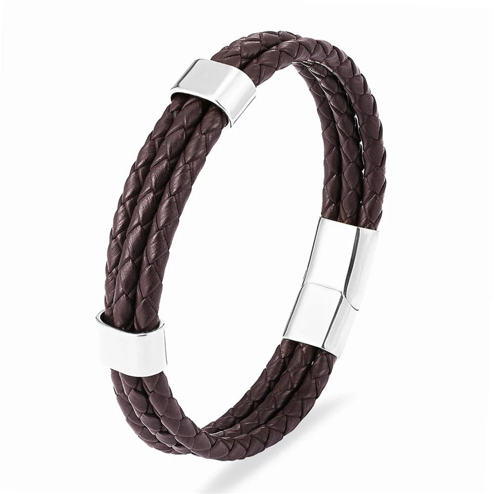 Wee Luxury Men Bracelets TZ-1698 / 17cm Magnetic Buckle Men Stainless Steel Multi-layer Bracelet
