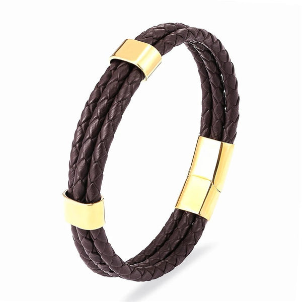 Wee Luxury Men Bracelets TZ-1692 / 17cm Magnetic Buckle Men Stainless Steel Multi-layer Bracelet