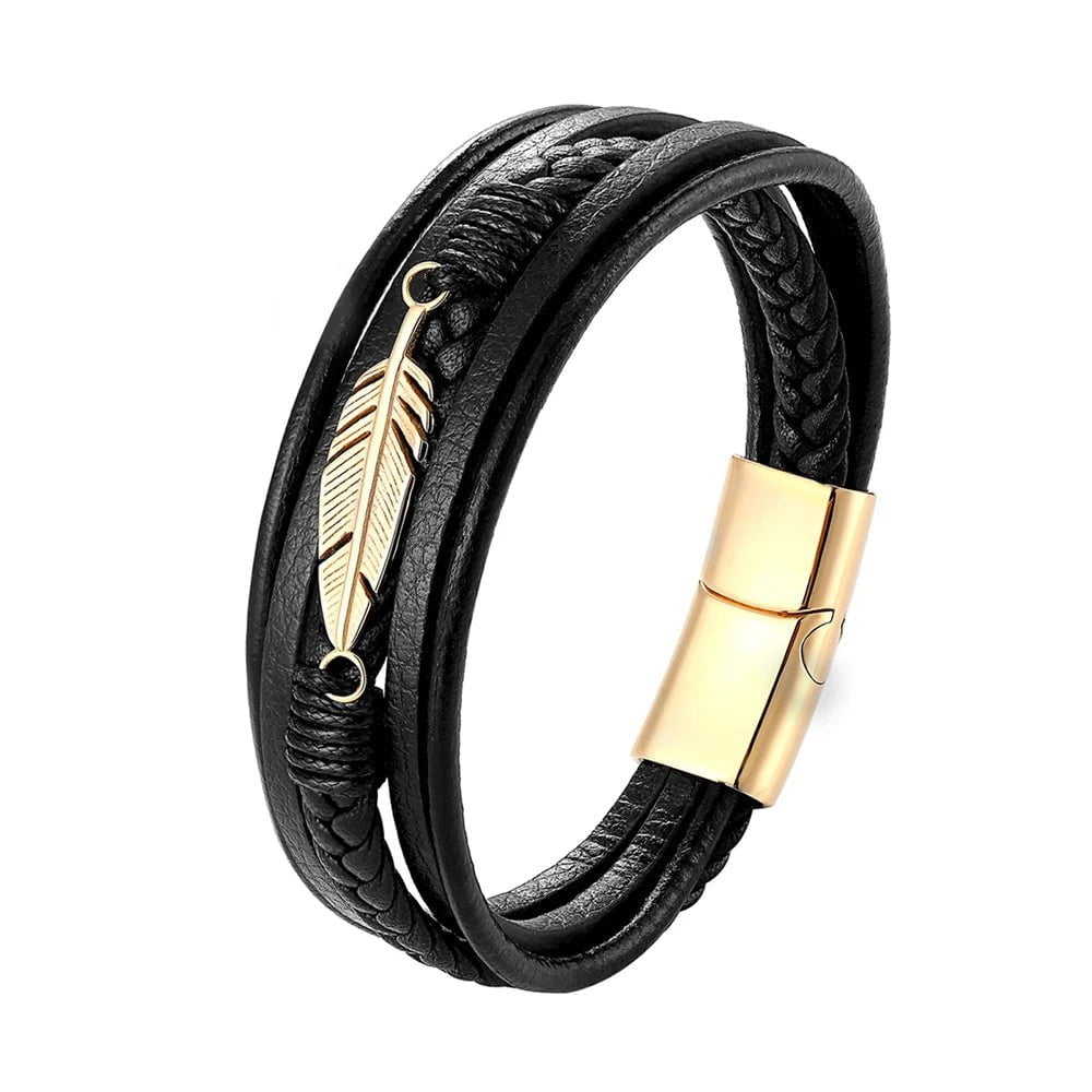 Wee Luxury Men Bracelets TZ-1705 / 19cm Classic Style Multi-layer Stainless Steel Bracelet