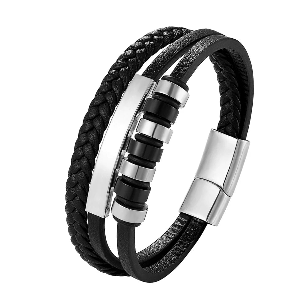 Wee Luxury Men Bracelets TZ-1715 / 19cm Punk  Multi-layer Vintage Stainless Steel Bracelet