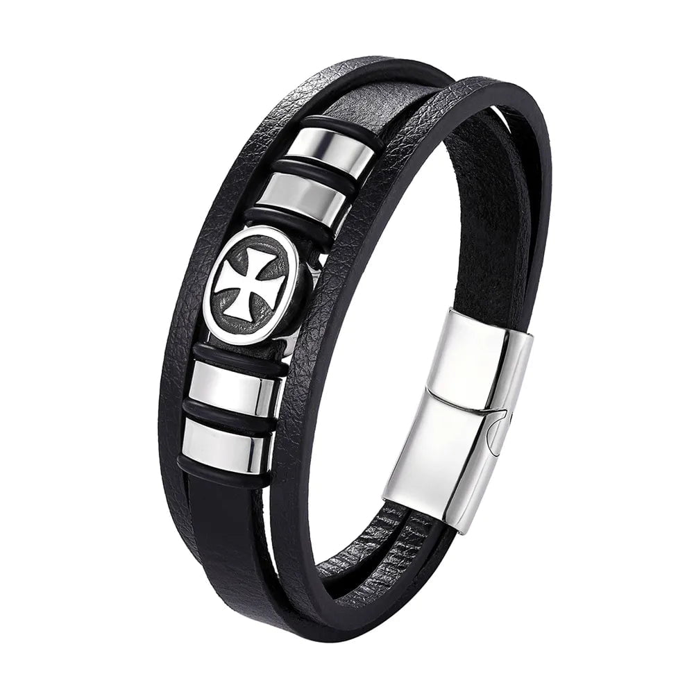 Wee Luxury Men Bracelets TZ-1716-B / 19cm Punk  Multi-layer Vintage Stainless Steel Bracelet