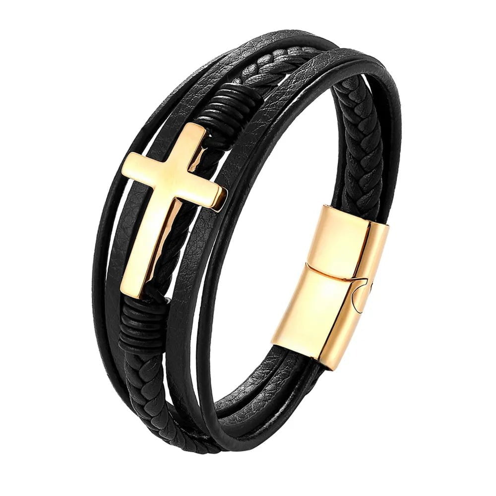 Wee Luxury Men Bracelets TZ-1720 / 19cm Classic Style Multi-layer Stainless Steel Bracelet