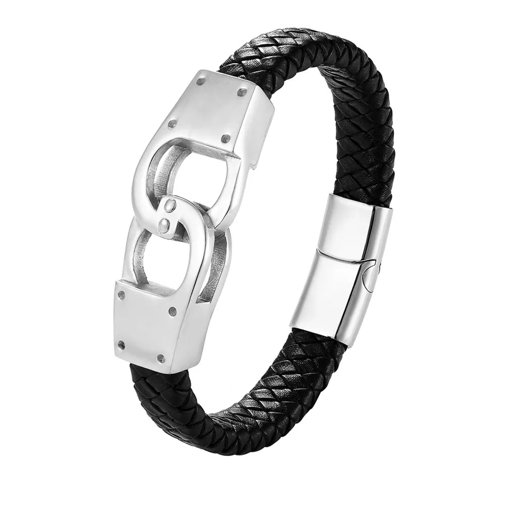 Wee Luxury Men Bracelets TZ-1746 / 19.00cm Geometric Luxury Genuine Leather Bracelet