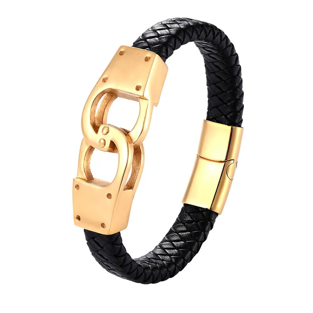 Wee Luxury Men Bracelets TZ-1747 / 19.00cm Geometric Luxury Genuine Leather Bracelet