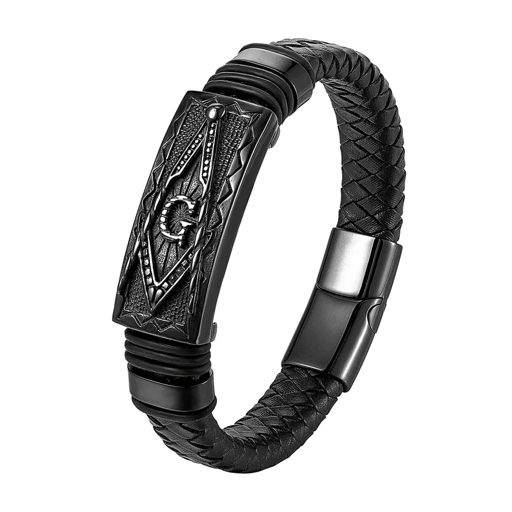 Wee Luxury Men Bracelets TZ-1750 1 / 19.00cm Geometric Luxury Genuine Leather Bracelet