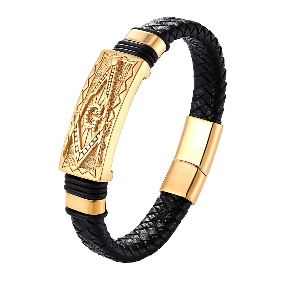 Wee Luxury Men Bracelets TZ-1751 / 19.00cm Geometric Luxury Genuine Leather Bracelet