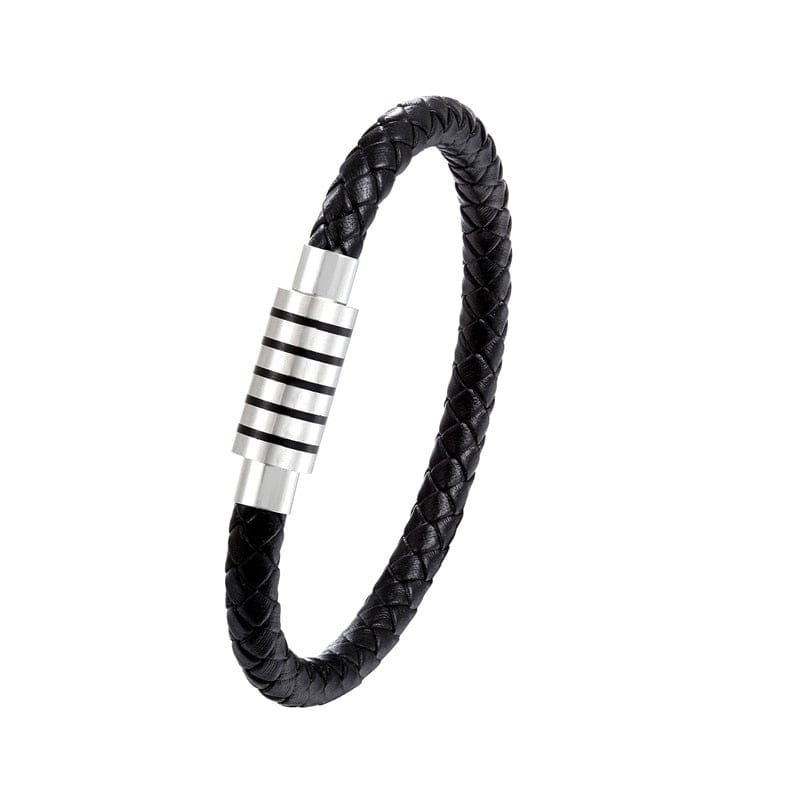 Fashion Punk Style Men Stainless Steel Bracelet Leather Steel