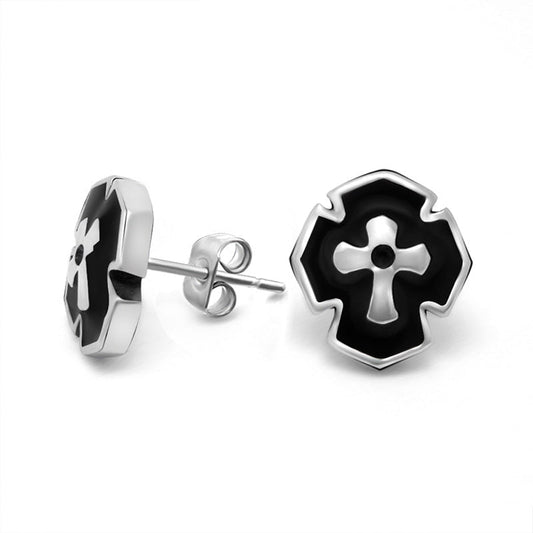 Wee Luxury Men Earrings 1 piece Titanium Cross Ear Stud Sleek  Stylish Mens Accessory