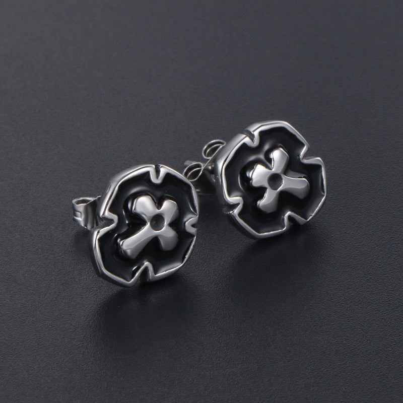 Wee Luxury Men Earrings 1 piece Titanium Cross Ear Stud Sleek  Stylish Mens Accessory