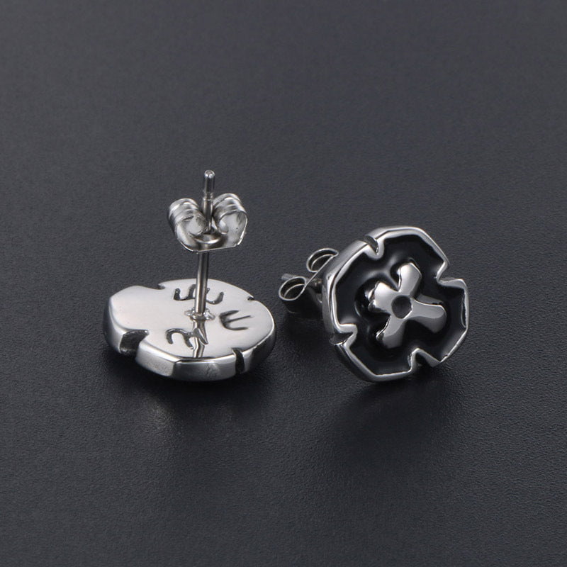 Wee Luxury Men Earrings 1 piece Titanium Cross Ear Stud Sleek  Stylish Mens Accessory