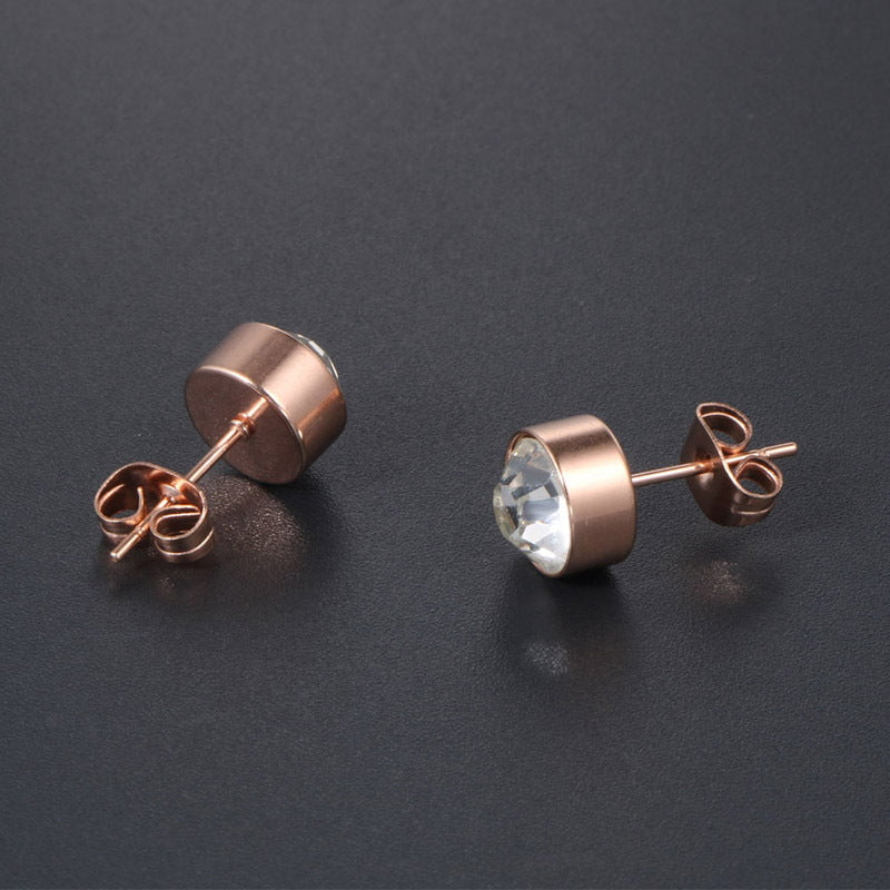 Wee Luxury Men Earrings 1 piece Titanium Earrings for Men Rose Gold Ear Accessories